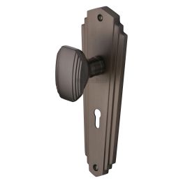 Heritage Brass Mortice Knob on Lock Plate Charlston Design Matt Bronze finish