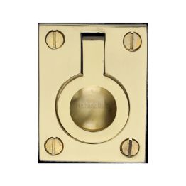 Heritage Brass Cabinet Pull Flush Ring Design 38mm Polished Brass finish
