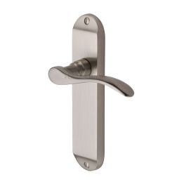 Heritage Brass Door Handle Lever Latch Maya Design Satin Nickel finish