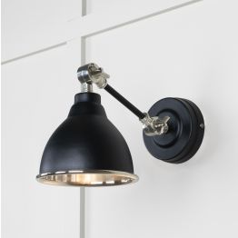 Smooth Nickel Brindley Wall Light in Elan Black