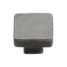 Rustic Pewter Cabinet Knob Square Design 32mm