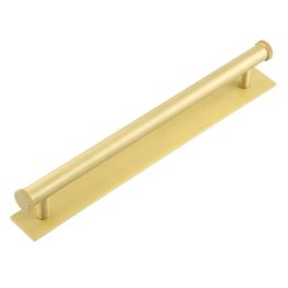 Hoxton Wenlock Cabinet Handles 224mm Ctrs Plain Backplate Satin Brass - By Frelan Hardware - HOX-160SB-5060SB