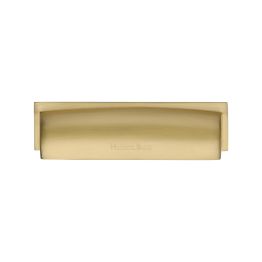 Heritage Brass Drawer Pull Shropshire Design 76/96mm CTC Satin Brass Finish