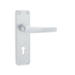 Contract Door Handle on Lockplate Satin Anodised Aluminium - By Frelan Hardware - J5601