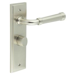 Highgate Door Handle Bathroom Backplate Satin Nickel & Turn & Release - By Frelan Hardware - BUR-35SN-453SN-81SN
