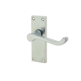 Victorian Scroll Door Handle on Short Latchset Plate Satin Chrome - By Frelan Hardware - JV11SC