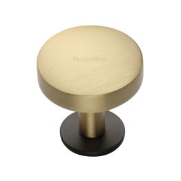 Heritage Brass Cabinet Knob Domed Disc Design with Rose 32mm Matt Bronze/Satin Brass finish