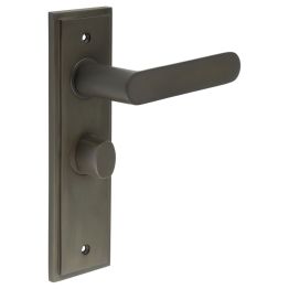 Kensington Door Handle Bathroom Backplate Dark Bronze & Turn & Release - By Frelan Hardware - BUR-25DB-453DB-81DB