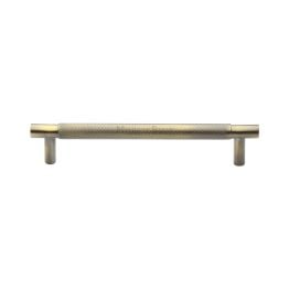 Heritage Brass Cabinet Pull Partial Knurl Design 128mm CTC Antique Brass finish