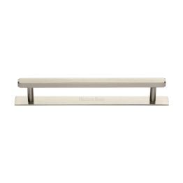 Heritage Brass Cabinet Pull Hexagonal Design with Plate 160mm CTC Satin Nickel Finish