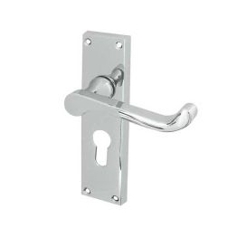 Victorian Scroll Door Handle on Euro Profile Lockplate Polished Chrome - By Frelan Hardware - JV10EPC