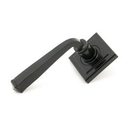 Black Avon Round Lever on Rose Set (Square Rose) - Unsprung