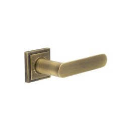 Kensington Door Handles Square Stepped Rose Antique Brass - By Frelan Hardware - BUR25KIT7
