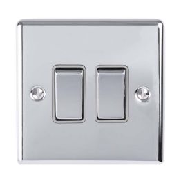 Eurolite Enhance Decorative 2 Gang Switch Polished Chrome