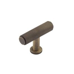 Piccadilly Knurled T Bar Cupboard Knobs Antique Brass - By Frelan Hardware - BUR401AB