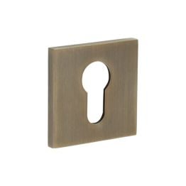 CR-T10 Antique Brass Euro Keyway Square Rose Escutcheon - By Frelan Hardware - CR-U10AB