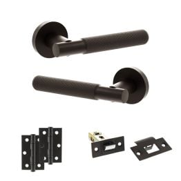 Senza Pari Rosarno Door Handle Pack (Latch Set - 2.5" Latch, 3" Hinges x2) - Urban Dark Bronze