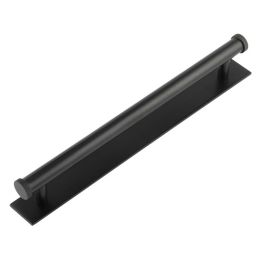 Hoxton Thaxted Cabinet Handles 224mm Ctrs Plain Backplate Matt Black - By Frelan Hardware - HOX-260MB-5060MB