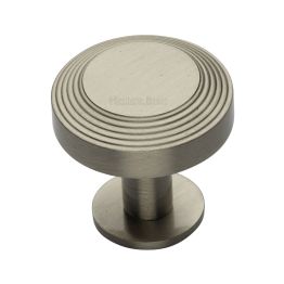 Heritage Brass Cabinet Knob Ridge Design with Rose 38mm Satin Nickel finishUK Registered Design Number 6194410