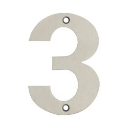 100mm Numerals SSS Finish 100mm Satin Stainless Steel No. 3 - By Frelan Hardware - JSS-3
