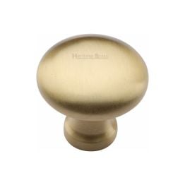 Heritage Brass Cabinet Knob Victorian Round Design 32mm Satin Brass finish