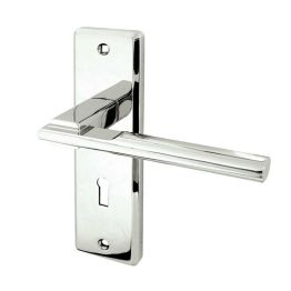 Delta Suite Door Handles on Lockplate Polished Chrome - By Frelan Hardware - JV3003PC