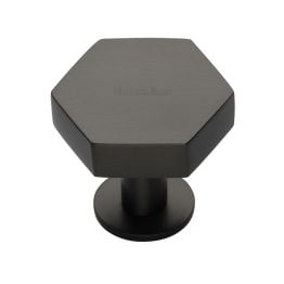 Heritage Brass Cabinet Knob Hexagon Design with Rose 38mm Matt Bronze finish