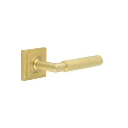 Piccadilly Door Handle on Square Stepped Rose Satin Brass - By Frelan Hardware - BUR40KIT241