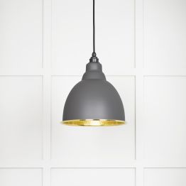 Hammered Brass Brindley Pendant in Bluff