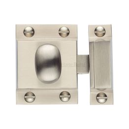 Heritage Brass Cupboard Latch with Oval Turn Satin Nickel Finish