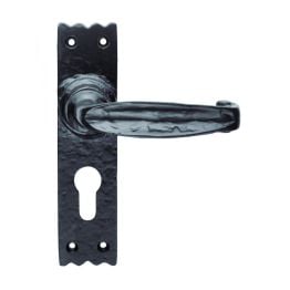 Slimline V Lever On Euro Lock Backplate  - Black Antique