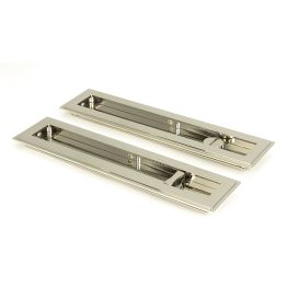 Polished Nickel 250mm Art Deco Rectangular Pull -Privacy Set