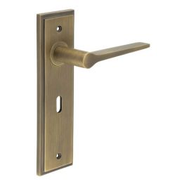 Knightbridge Door Handle Lock Backplate Antique Brass - By Frelan Hardware - BUR20KIT9