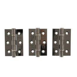 Atlantic CE Fire Rated Grade 7 Ball Bearing Hinges 3" x 2" x 2mm set of 3 - Black Nickel