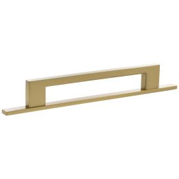 Millhouse Brass Empire Slim Cabinet Pull Handle on Backplate 160mm - Satin Brass