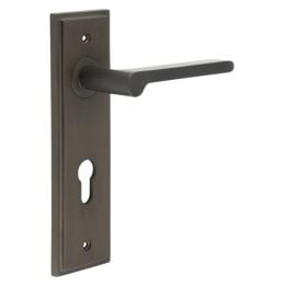 Fitzrovia Door Handle Din Euro Backplate Dark Bronze - By Frelan Hardware - BUR15KIT90