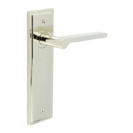Fitzrovia Door Handle Latch Backplate Polished Nickel - By Frelan Hardware - BUR15KIT164