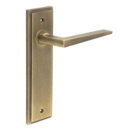 Mayfair Door Handle Latch Backplate Antique Brass - By Frelan Hardware - BUR10KIT8