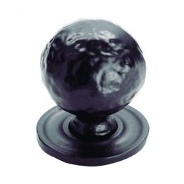 Hammered Pattern Ball Knob - Black Antique