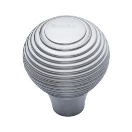 Heritage Brass Cabinet Knob Reeded Design 32mm Satin Chrome finish