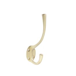 Jedo Solid Brass Hat & Coat Hook 142mm Satin Brass - By Frelan Hardware - JV60SB