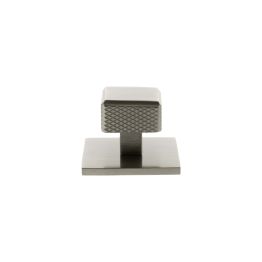 Millhouse Brass Eiffel Knurled Square Cabinet Knob Handle on Backplate - Satin Nickel