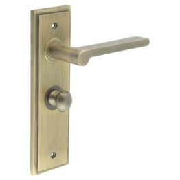 Fitzrovia Door Handle Bathroom Backplate Antique Brass & Turn & Release - By Frelan Hardware - BUR-15AB-453AB-80AB