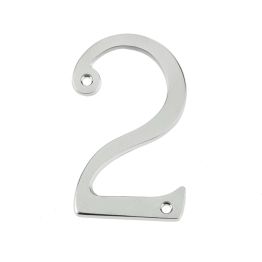 Jedo 75mm Screw Fix Numerals Satin Chrome No. 2 - By Frelan Hardware - JNSC-2