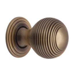 Heritage Brass Cabinet Knob Reeded Design 32mm Antique Brass finish