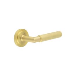 Piccadilly Door Handle on Stepped Rose Satin Brass - By Frelan Hardware - BUR40KIT237