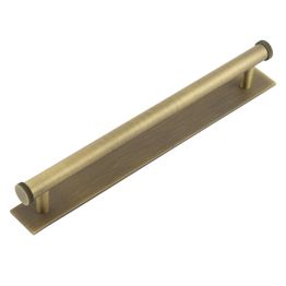 Hoxton Thaxted Cabinet Handles 224mm Ctrs Plain Backplate Antique Brass - By Frelan Hardware - HOX-260AB-5060AB