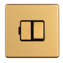 Eurolite Concealed 3mm 13Amp Switched Fuse Spur Satin Brass