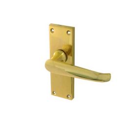 Victorian Straight Door Handle on Short Latchset Plate Polished Brass - By Frelan Hardware - JV31PB