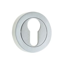 Jedo Designer Euro Profile Escutcheons on 50mm Round Rose Satin Chrome - By Frelan Hardware - JV503ESC